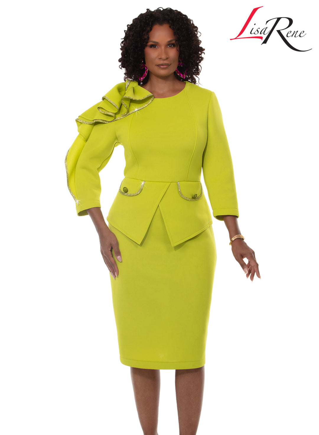 Lisa Rene' Women's Dress Hat – Rhinestone, Button-Front in Red – Women Suits