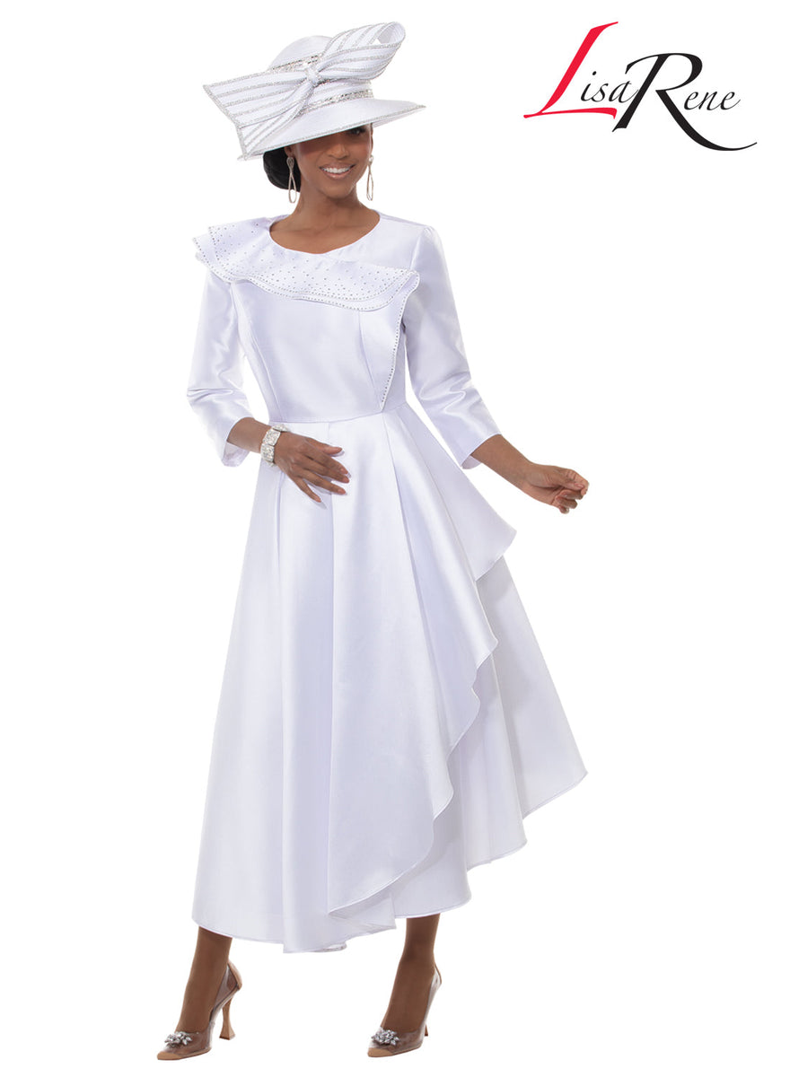 Lisa Rene' Women’s Dress Hat – Rhinestone in White – Women Suits
