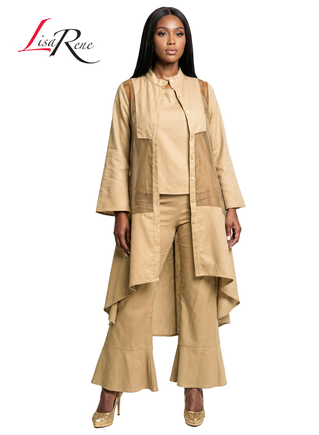 Lisa Rene' , 3Pc. Jacket, Cami & Pant Set, Linen/Viscose & Organza